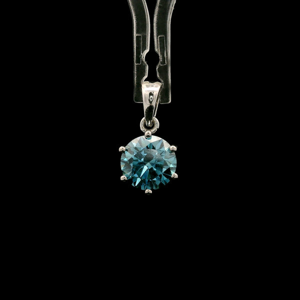 1.53 Carats Blue Lab Grown Diamond 14K Gold Pendant