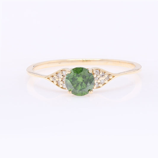 0.50 Ct Round Green Diamond 14K Gold Ring