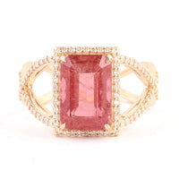4.02 Ct Emerald Cut Natural Tourmaline 14K Gold Ring