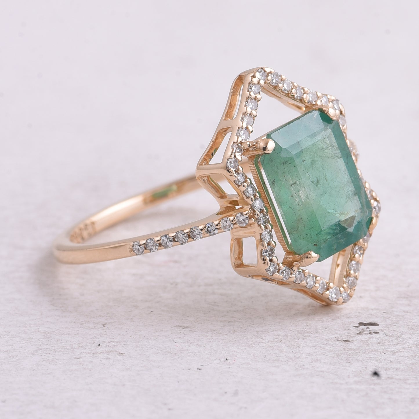 1.83 Ct Octagon Step Cut Natural Emerald 14K Gold Ring