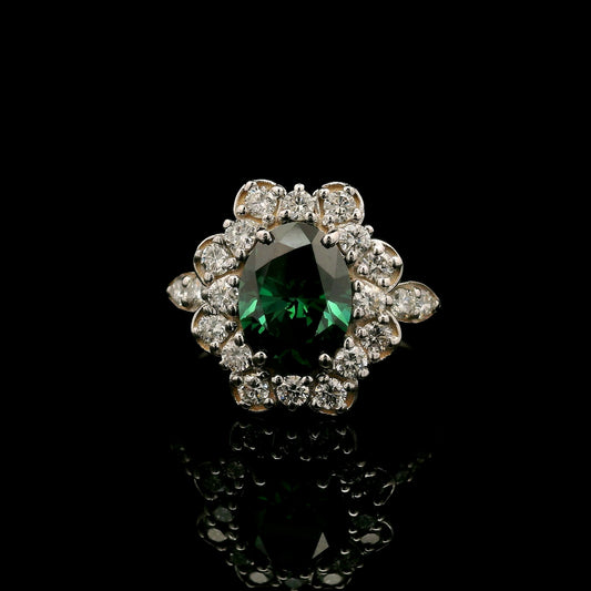 2.12 Carats Green Lab Grown Diamond 14K Gold Ring