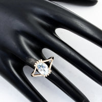 1.44 Ct Oval Mixed Cut Natural Beryl Aquamarine 14K Gold Ring