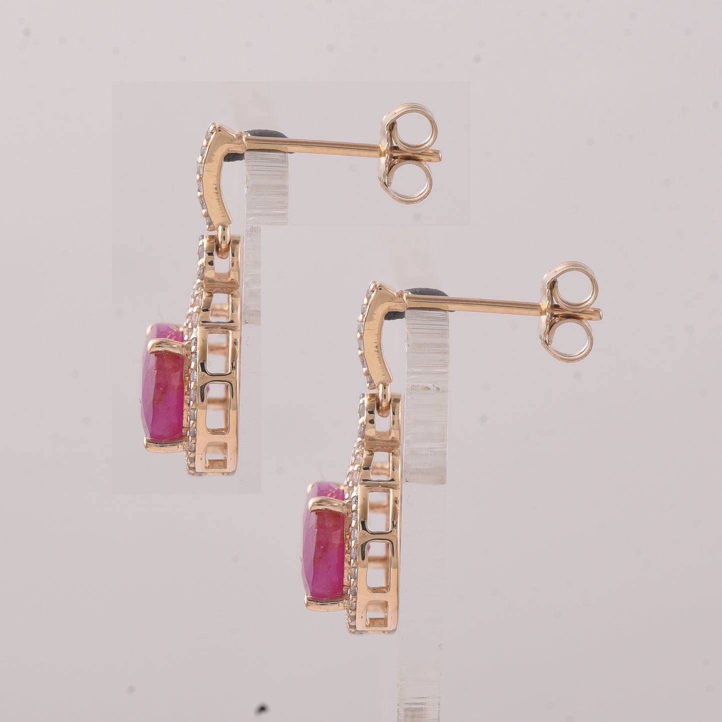 5.39 Ct Oval Ruby 9K Gold Earrings