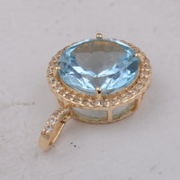 4.33 Ct Round Blue Topaz 9K Gold Pendant