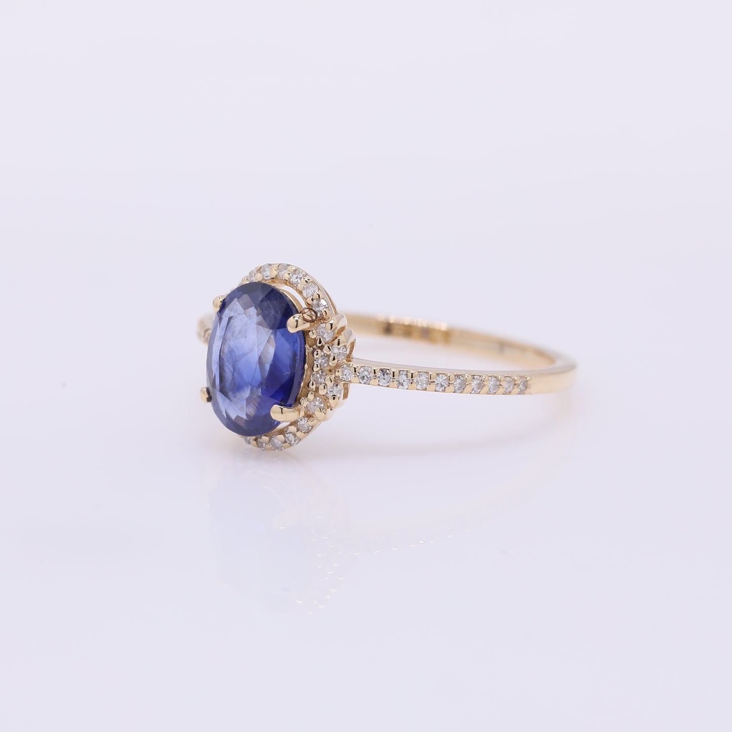 1.43 Ct Oval Mixed Cut Natural Sapphire 14K Gold Ring