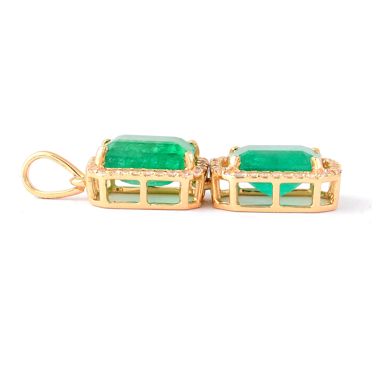 3.71 Ct Octagon Step Cut Natural Emerald 14K Gold Pendant