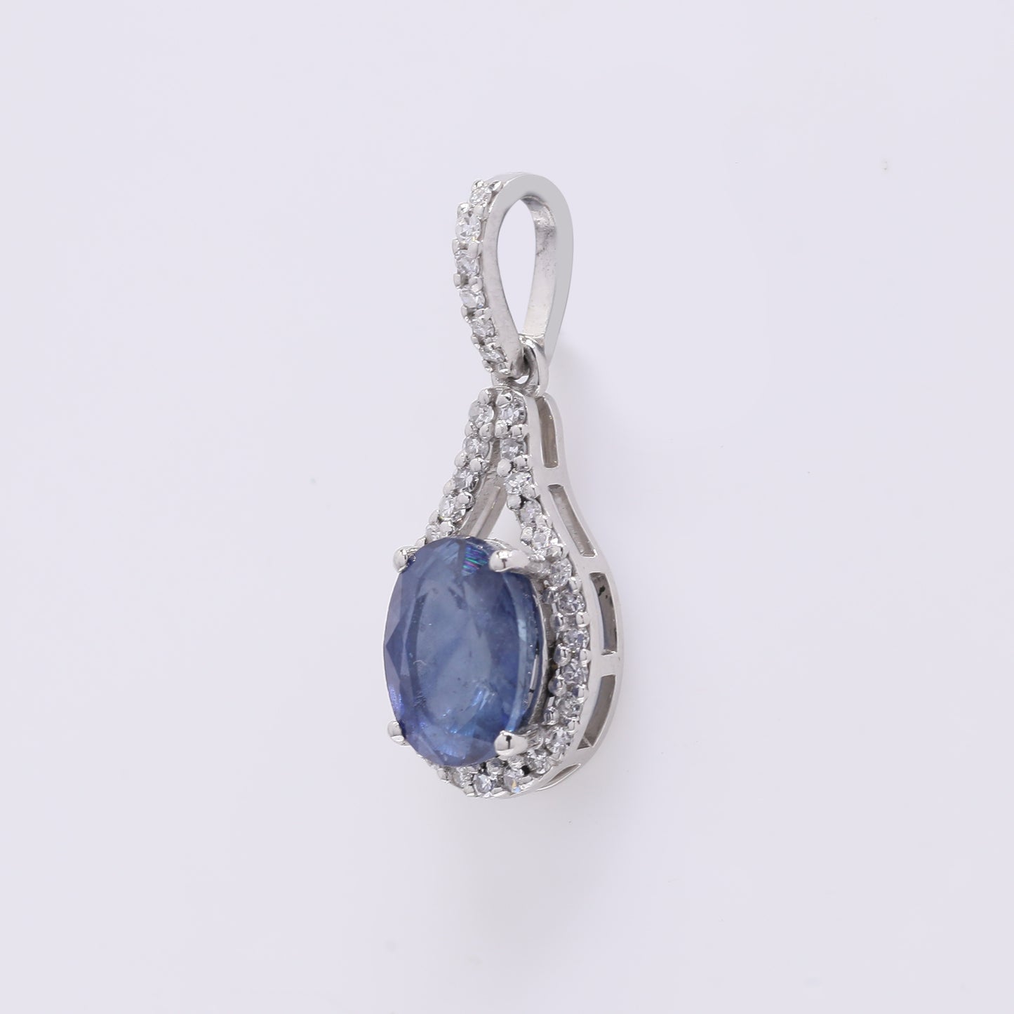 1.38 Ct Oval Mixed Cut Natural Sapphire 950 Platinum Pendant