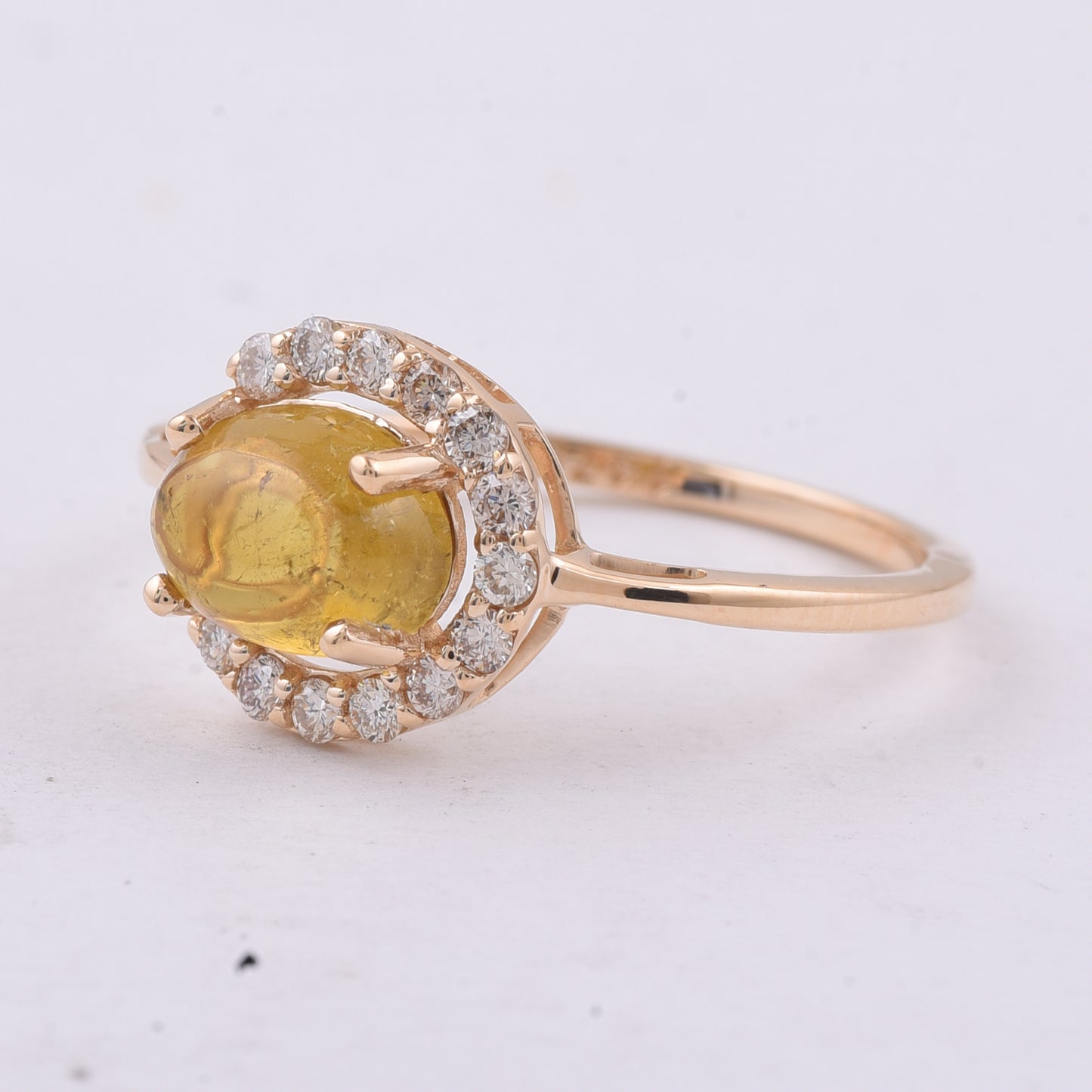 1.65 Ct Oval Cabochon Cut Natural Tourmaline 14K Gold Ring
