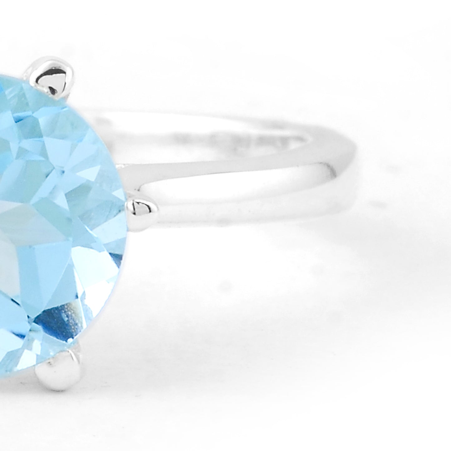 1.33 Ct Round Blue Topaz, 925 Sterling Silver Ring