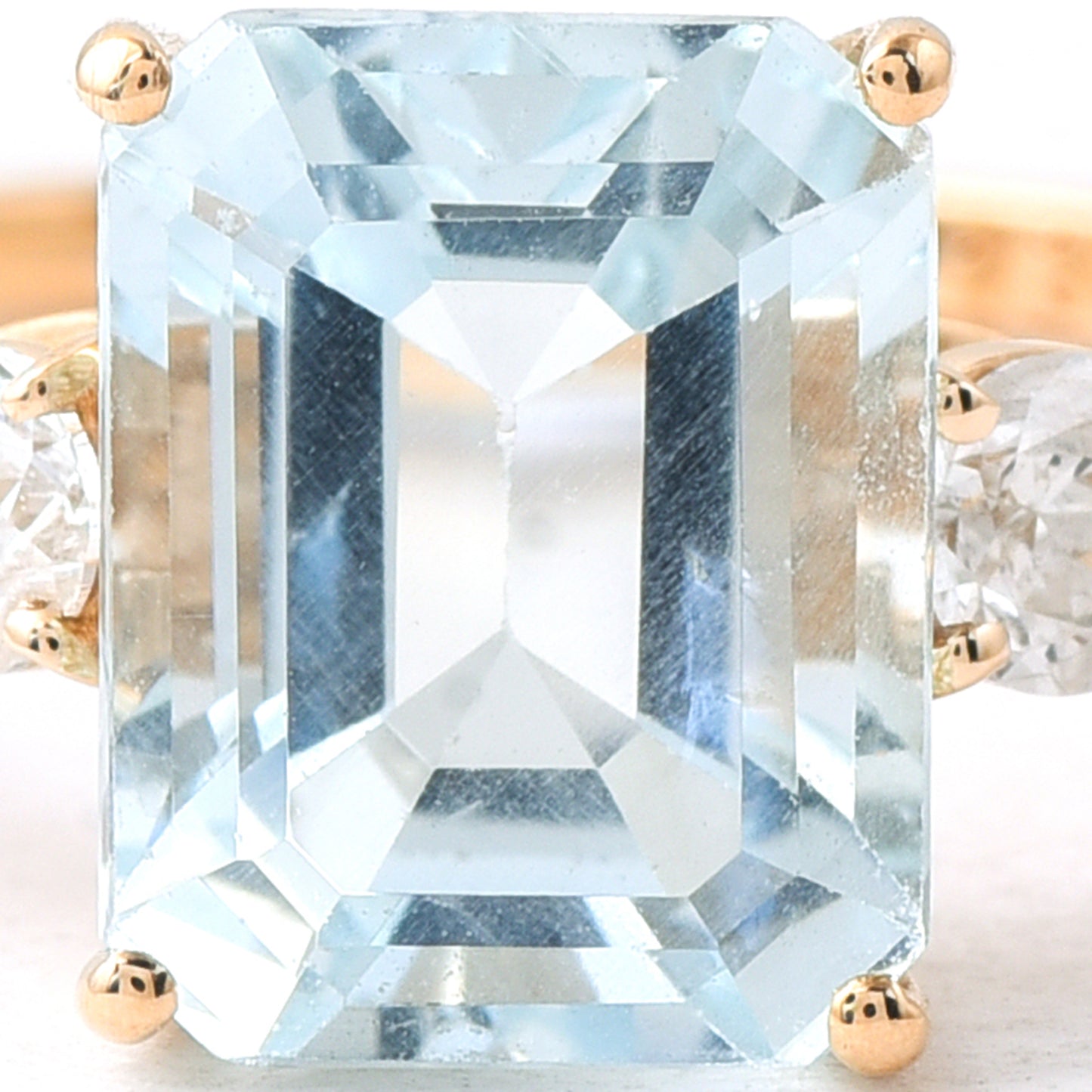 1.49 Ct Octagon Step Cut Natural Aquamarine 14K Gold Ring