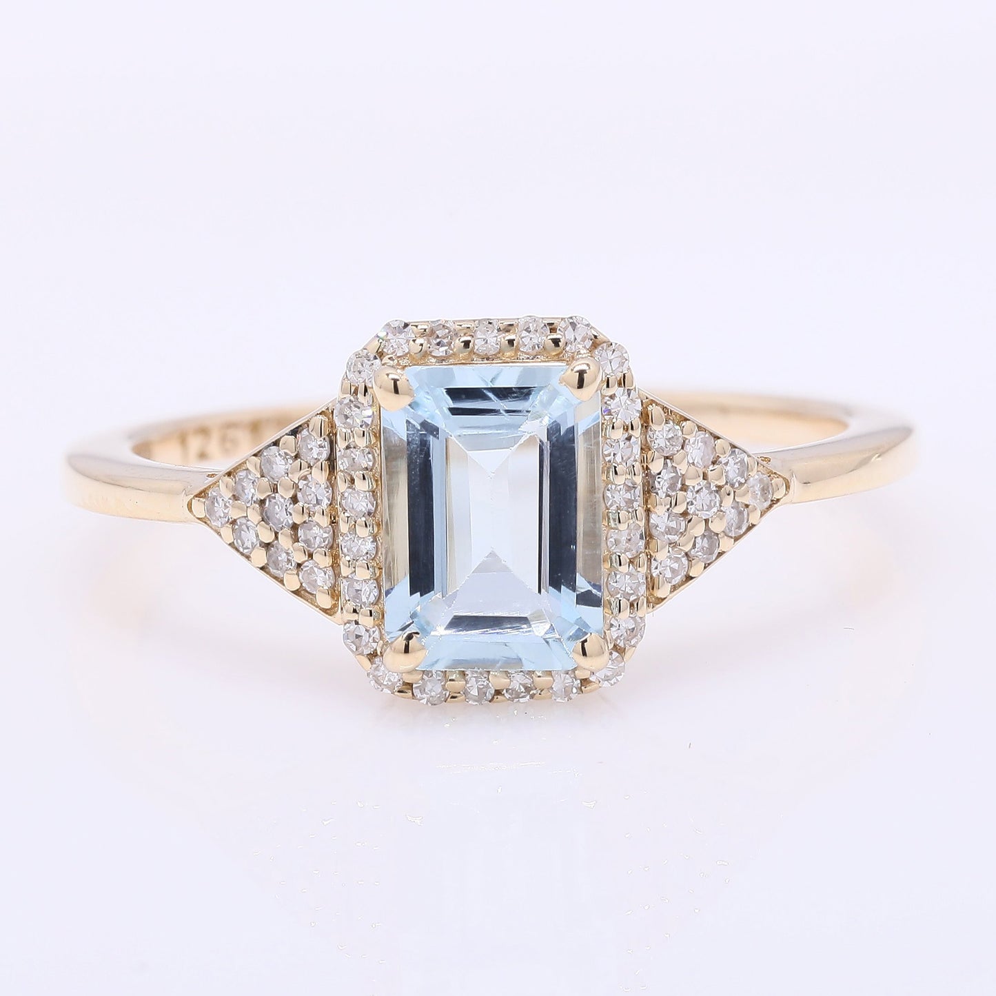 0.98 Ct Octagon Step Cut Natural Aquamarine 14K Gold Ring