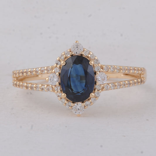 1.44 Ct Oval Sapphire 9K Gold Ring