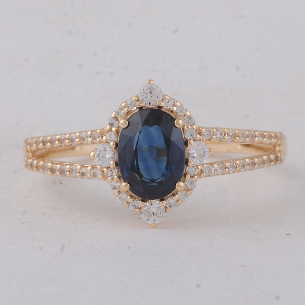 1.44 Ct Oval Sapphire 9K Gold Ring