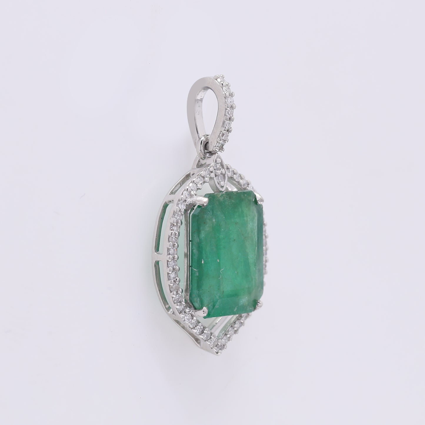 3.04 Ct Octagon Step Cut Natural Emerald 950 Platinum Pendant