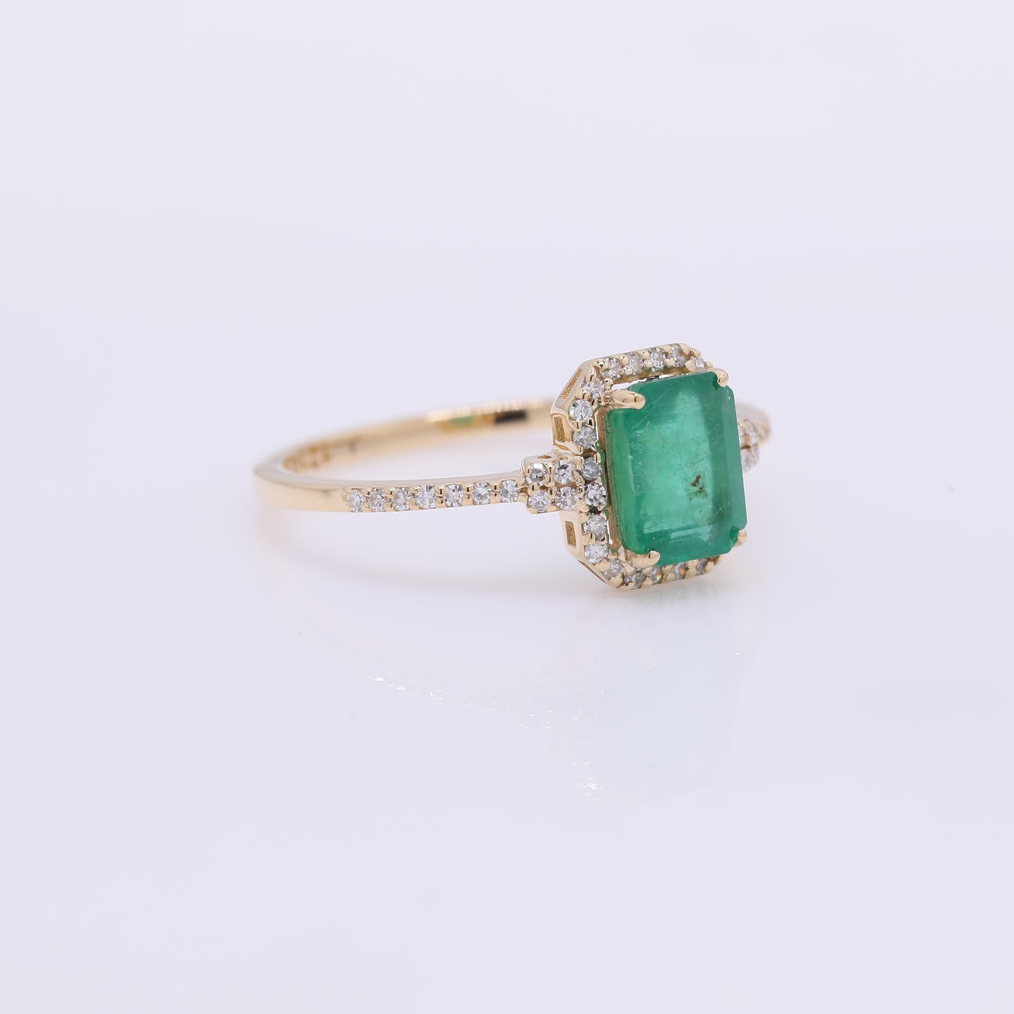 1.25 Ct Octagon Step Cut Natural Emerald 14K Gold Ring