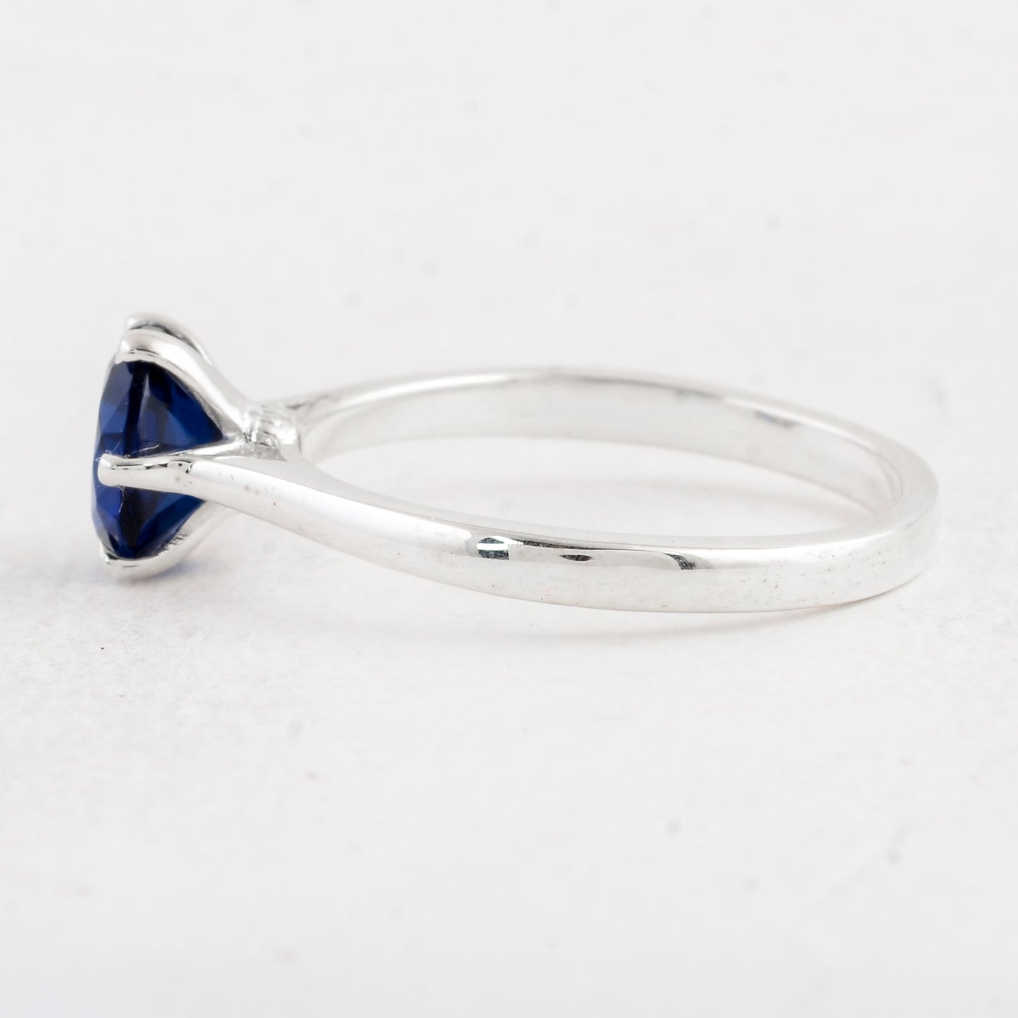 1.05 Ct Round Created Glass Sapphire 925 Sterling Silver Ring