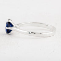 1.05 Ct Round Created Glass Sapphire 925 Sterling Silver Ring