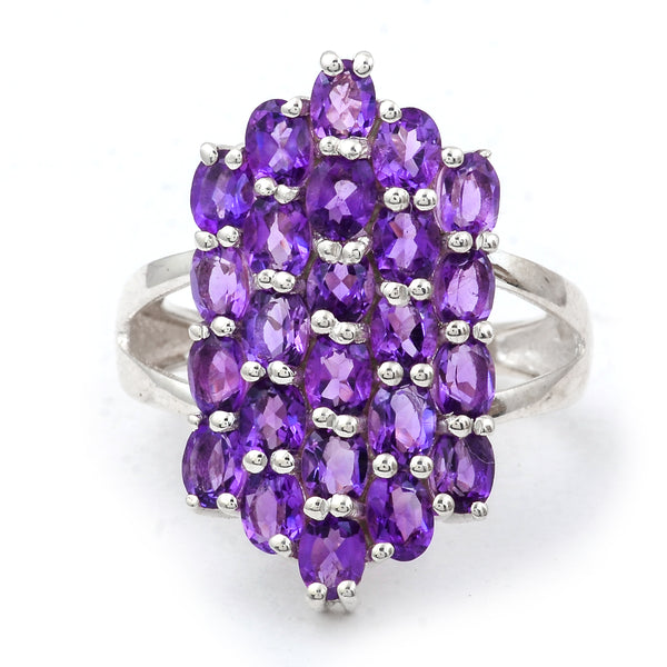 3.76 Ct Oval Amethyst, 925 Sterling Silver Ring