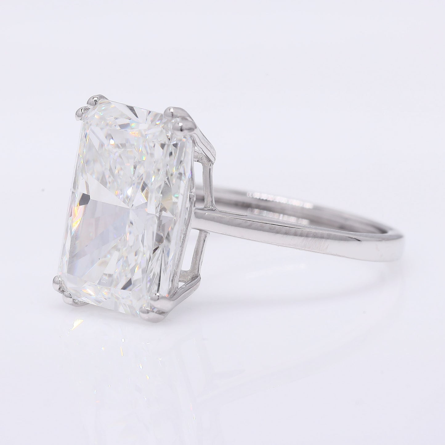 6.65 Ct Cut Cornered Rectangular Modified Brilliant Lab Grown Diamond 950 Platinum Ring