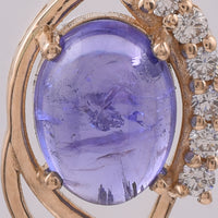 2.41 Ct Oval Cabochon Cut Natural Tanzanite 14K Gold Pendant