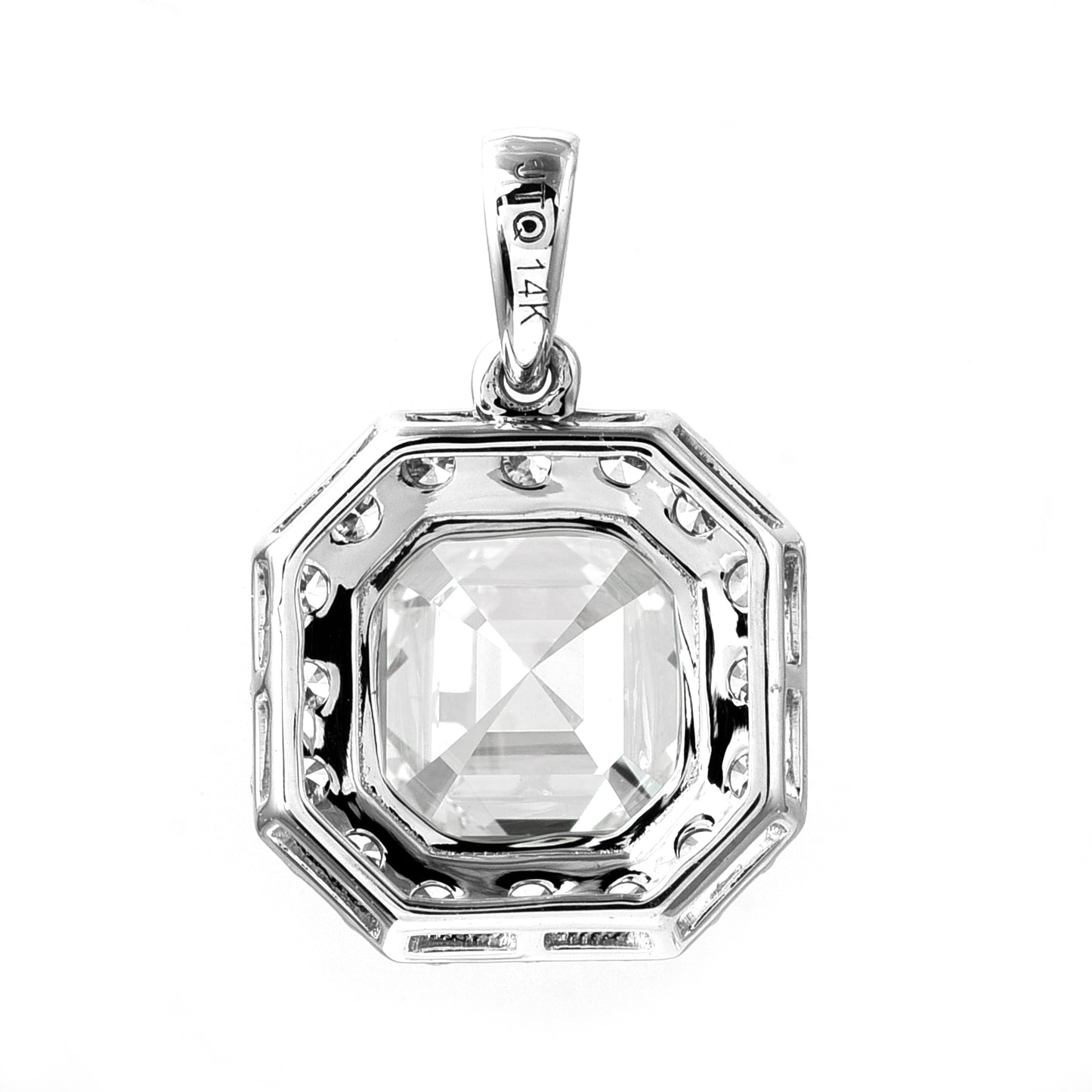 3.47 Ct Square Emerald Cut Lab Grown Diamond 14K Gold Pendant