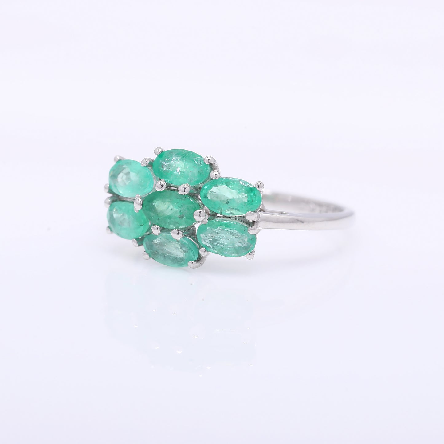 1.55 Ct Oval Mixed Cut Natural Emerald 950 Platinum Ring