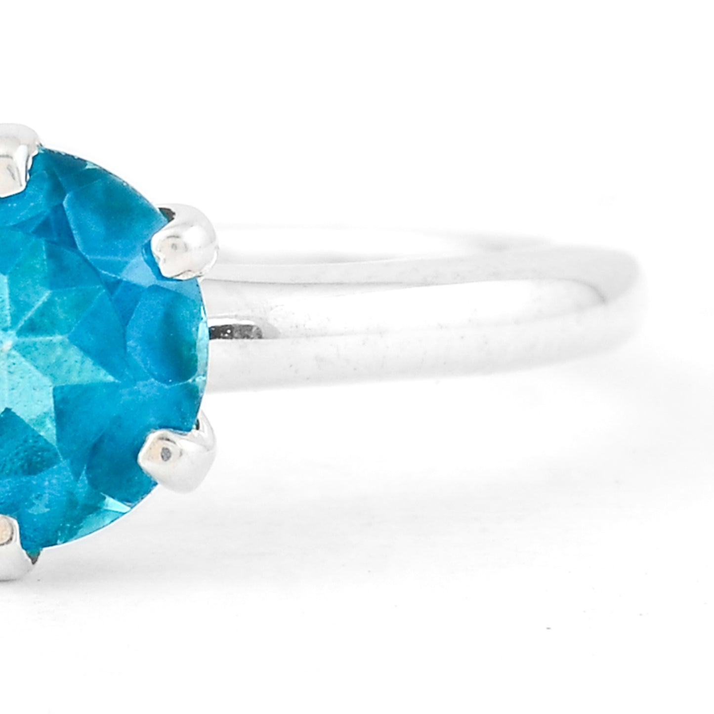 1.46 Ct Round Pariba Topaz, 925 Sterling Silver Ring