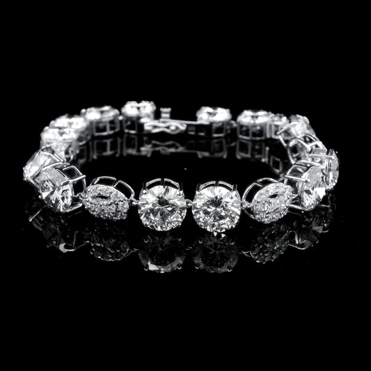 30.64 Ct Round Lab Grown Diamond 14K Gold Bracelet