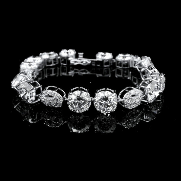 30.64 Ct Round Lab Grown Diamond 14K Gold Bracelet
