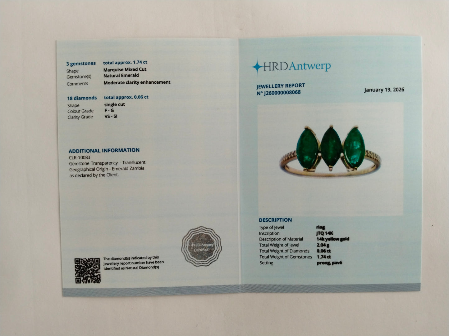 1.80 Ct Marquise Mixed Cut Natural Emerald 14K Gold Ring