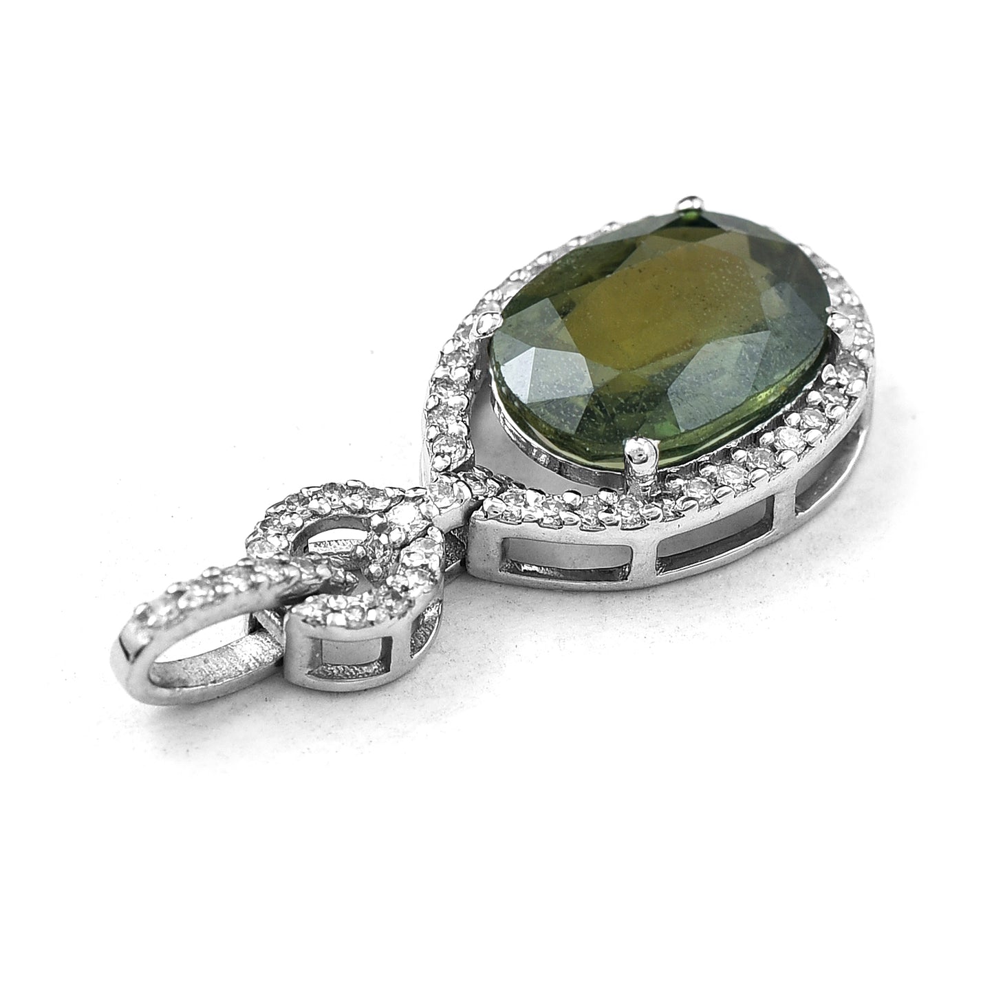 2.88 Ct Oval Mixed Cut Natural Green Sapphire 950 Platinum Pendant