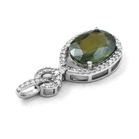 2.88 Ct Oval Mixed Cut Natural Green Sapphire 950 Platinum Pendant