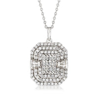 1.73 ct. t.w. Moissanite Cluster Pendant Necklace in Sterling Silver. 18"