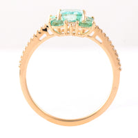 1.26 Ct Octagon Step Cut, Marquise Mixed Cut Natural Emerald 14K Gold Ring