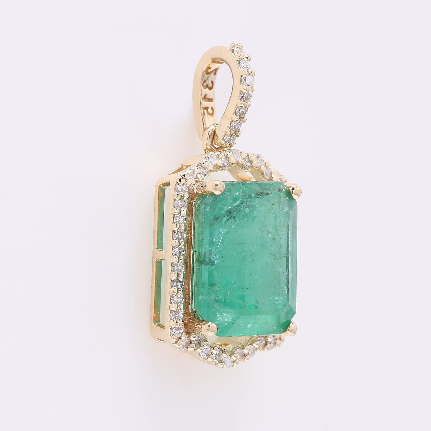 2.86 Ct Octagon Step Cut Natural Emerald 14K Gold Pendant