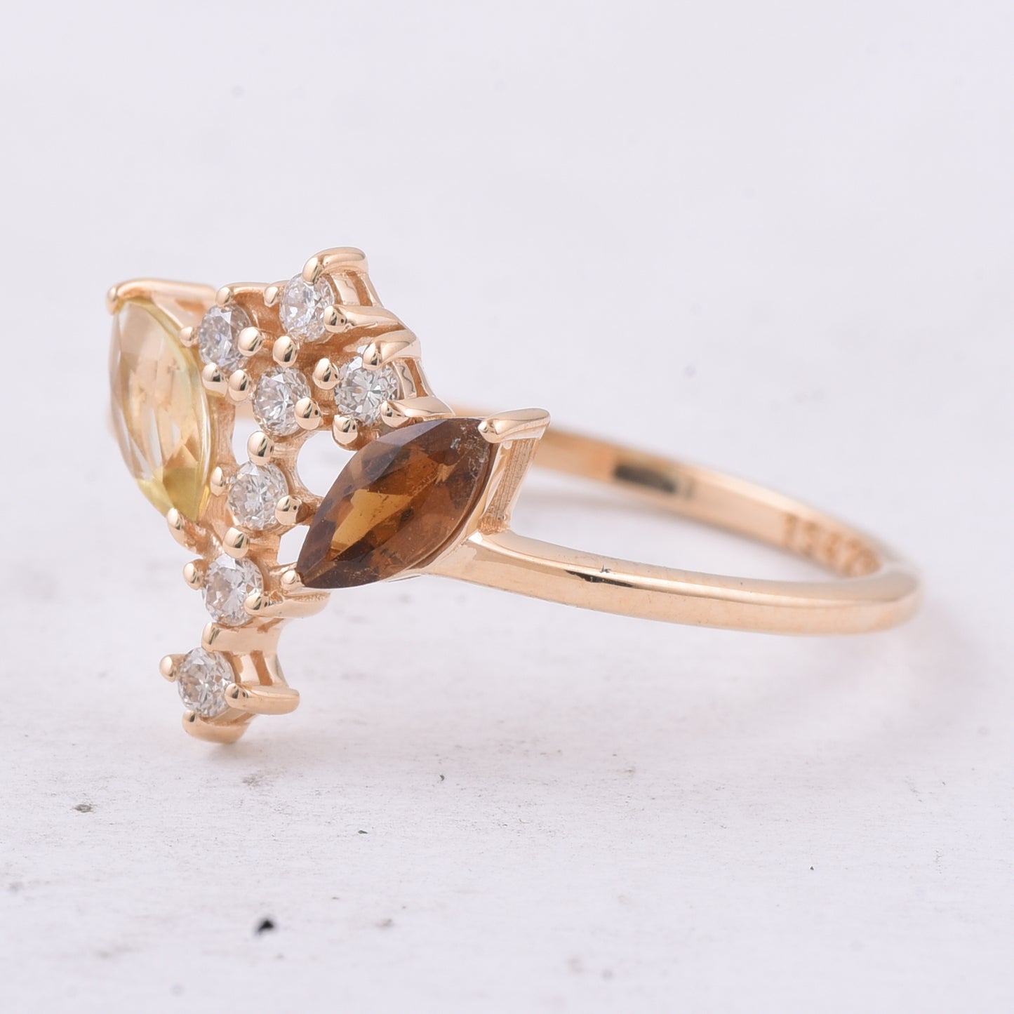0.51 Ct Marquise Natural Multi Coloured Tourmaline 14K Gold Ring