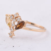 0.51 Ct Marquise Natural Multi Coloured Tourmaline 14K Gold Ring