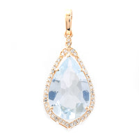4.33 Ct Pear Mixed Cut Natural Aquamarine 14K Gold Pendant