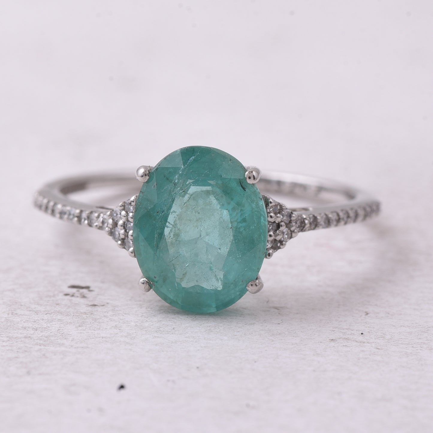2.09 Ct Oval Mixed Cut Natural Emerald 950 Platinum Ring