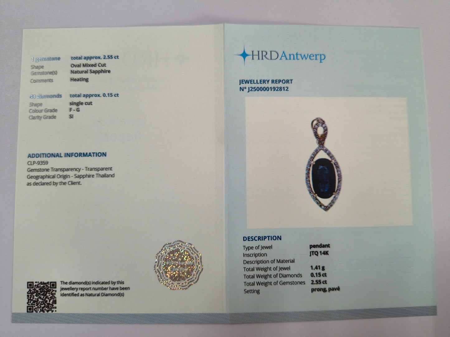 2.70 Ct Oval Mixed Cut Natural Sapphire 14K Gold Pendant