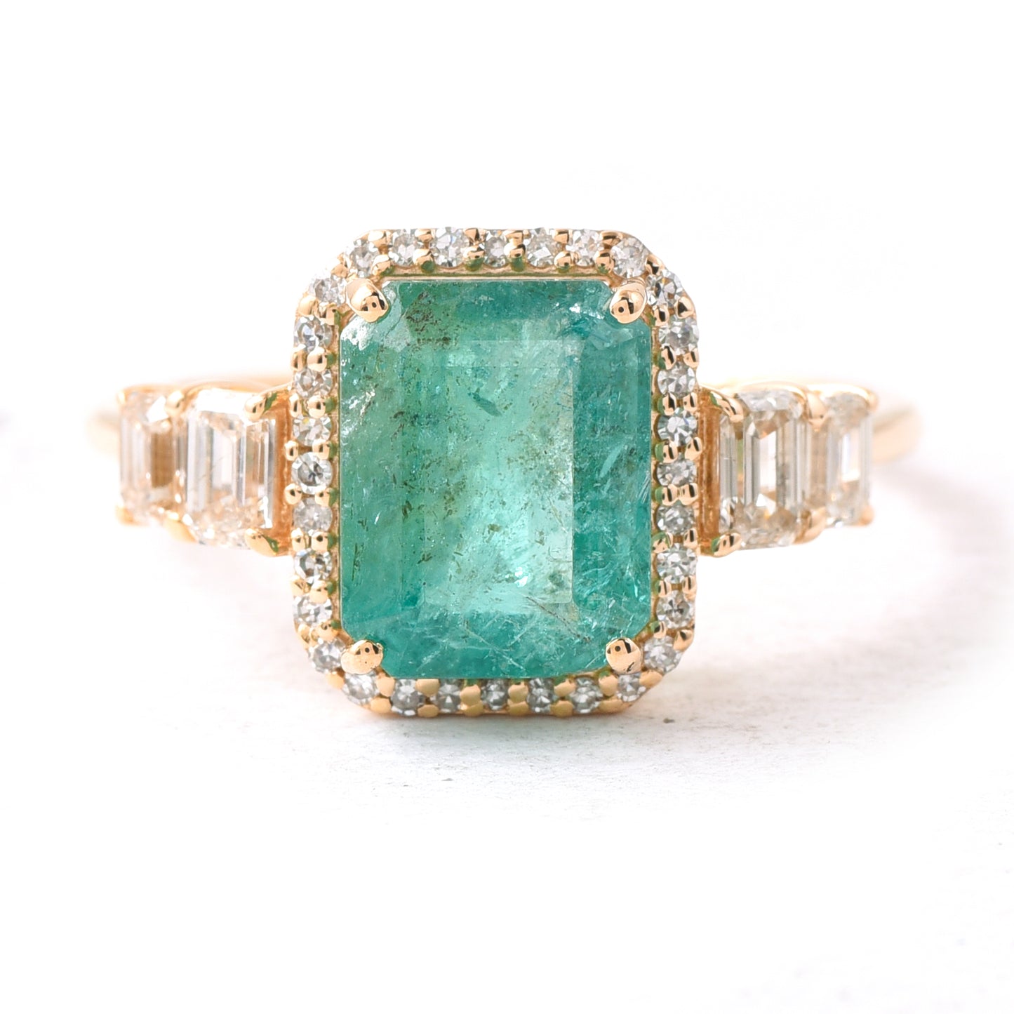 3.06 Ct Octagon Emerald 14K Gold Ring