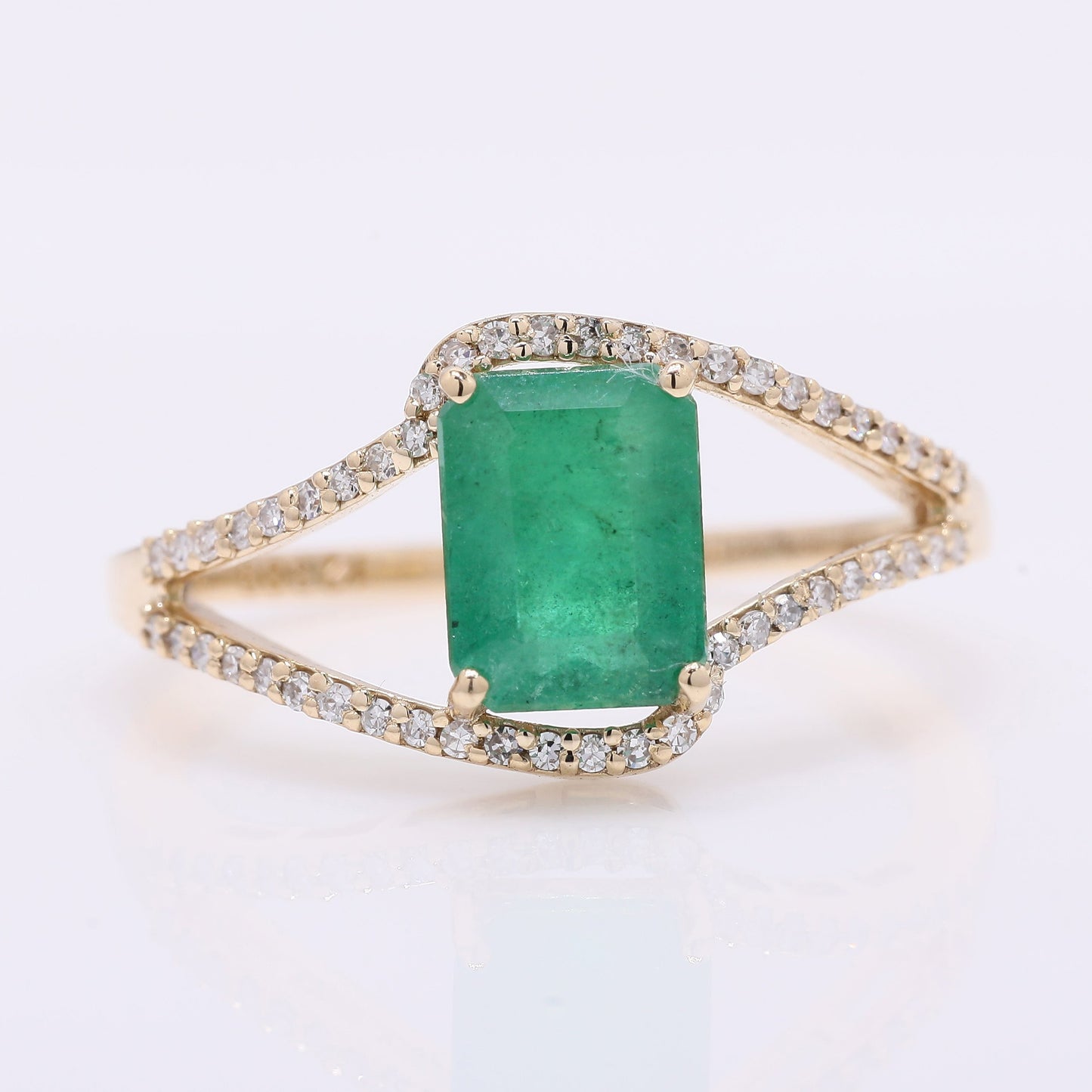 1.67 Ct Octagon Step Cut Natural Emerald 14K Gold Ring