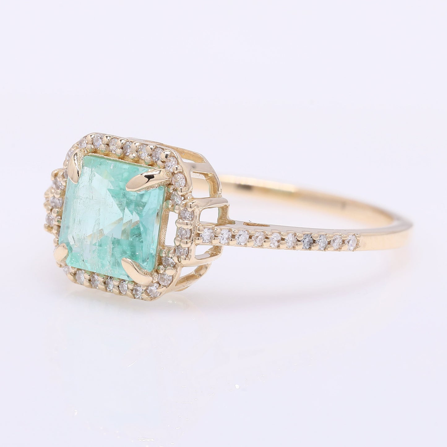 1.35 Ct Octagon Step Cut Natural Emerald 14K Gold Ring