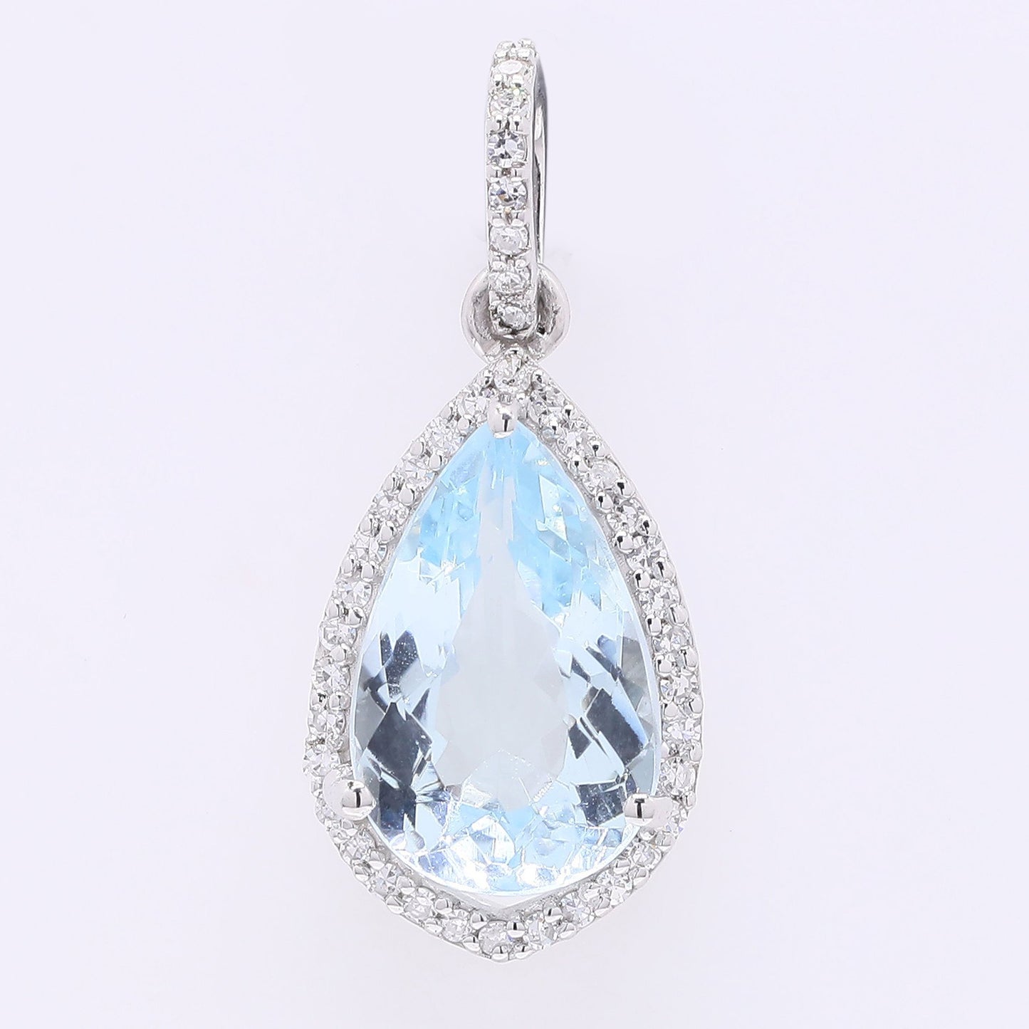 1.94 Ct Pear Mixed Cut Natural Aquamarine 950 Platinum Pendant