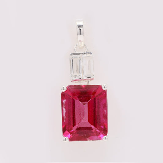6.99 Ct Octagon Pink Topaz 925 Silver Pendant