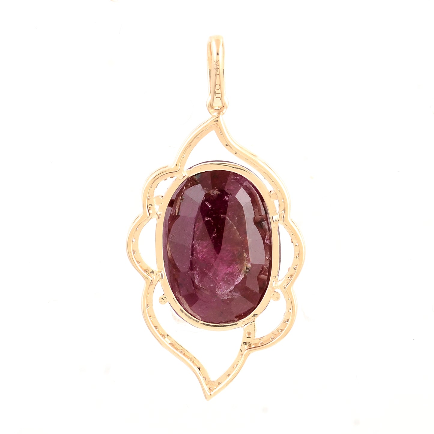 6.69 Ct Oval Mixed Cut Natural Corundum Ruby 14K Gold Pendant