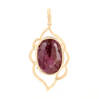 6.69 Ct Oval Mixed Cut Natural Corundum Ruby 14K Gold Pendant