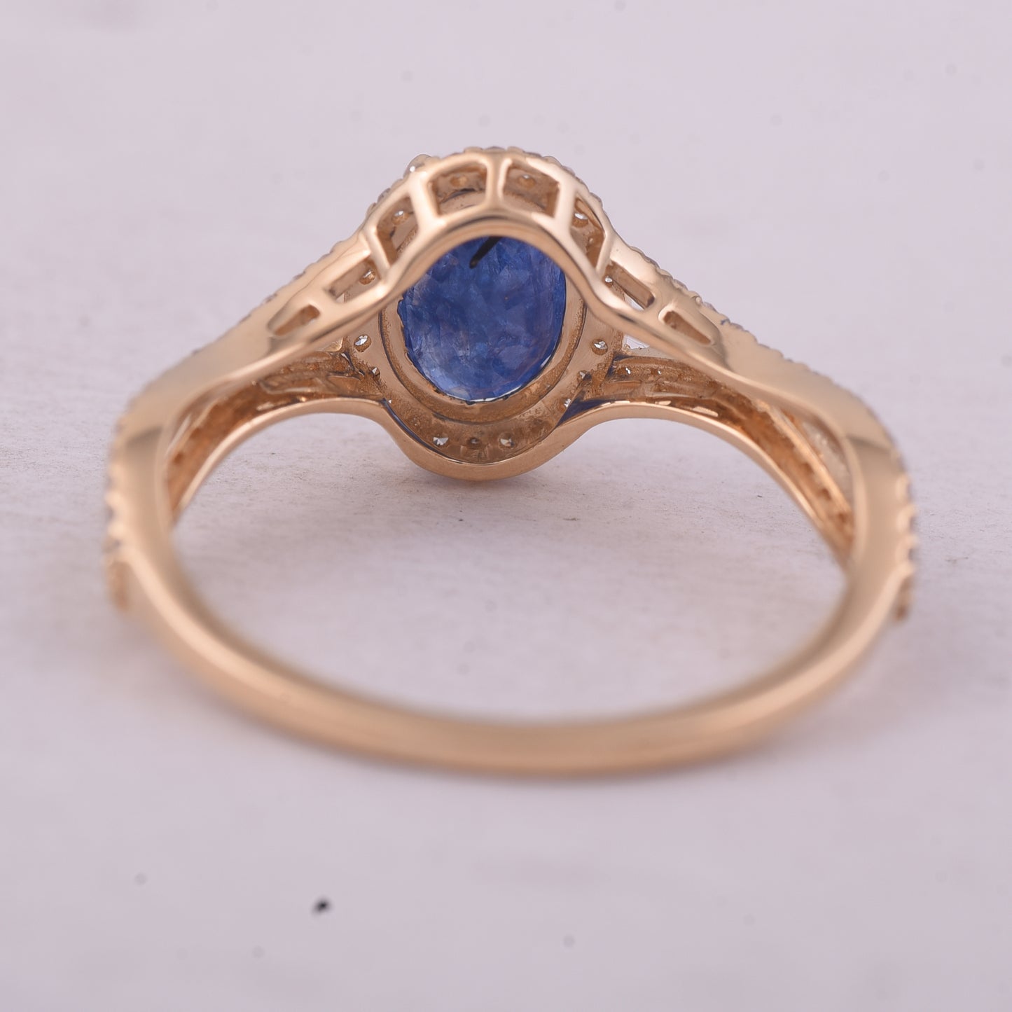 1.69 Ct Oval Mixed Cut Natural Sapphire 14K Gold Ring