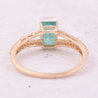 1.20 Ct Octagon Step Cut Natural Emerald 14K Gold Ring