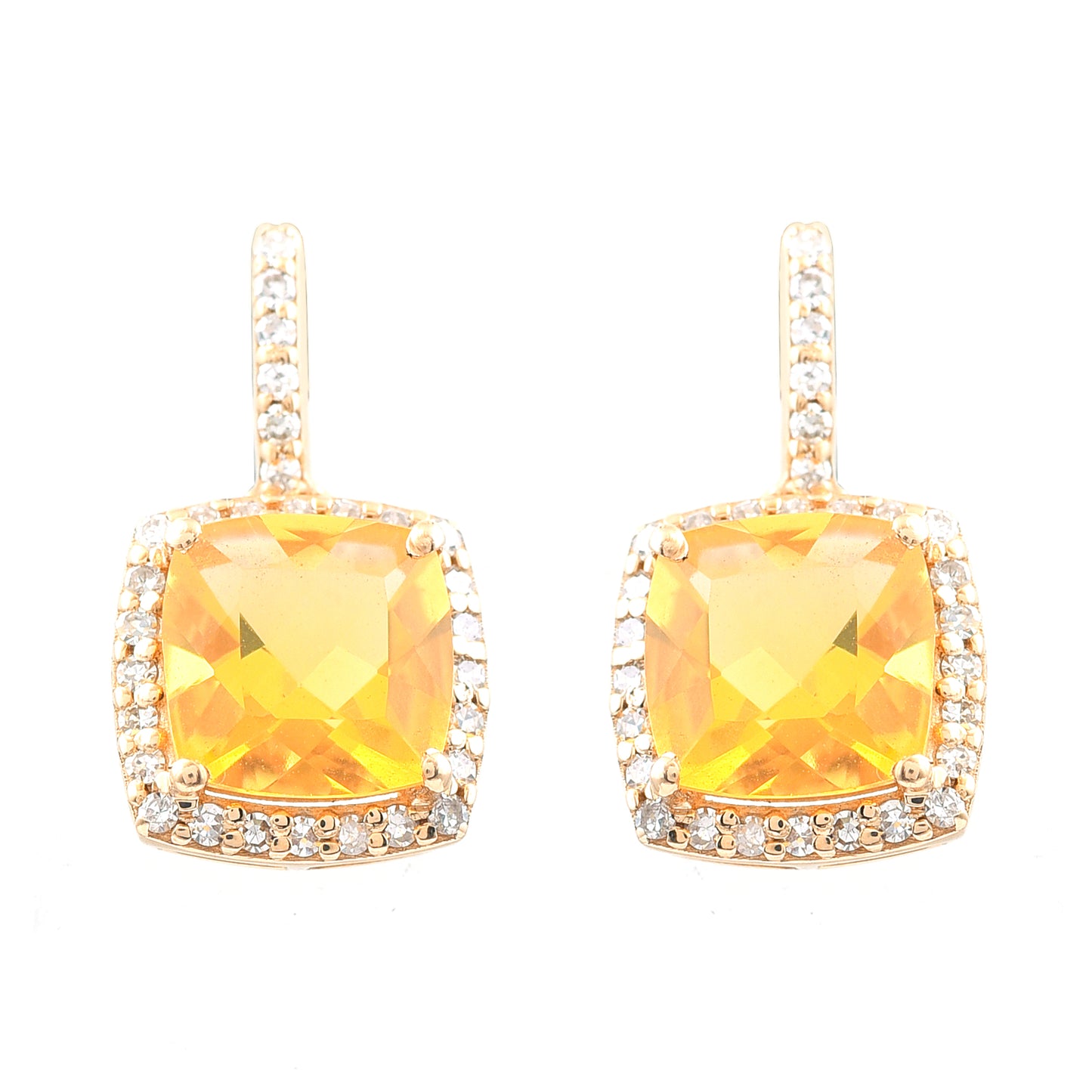 1.44 Ct Cushion Mixed Cut Natural Fire Opal 14K Gold Earrings